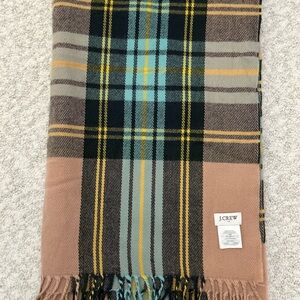 J. Crew Factory Plaid Scarf in Dusty Rose Blue, and Yellow